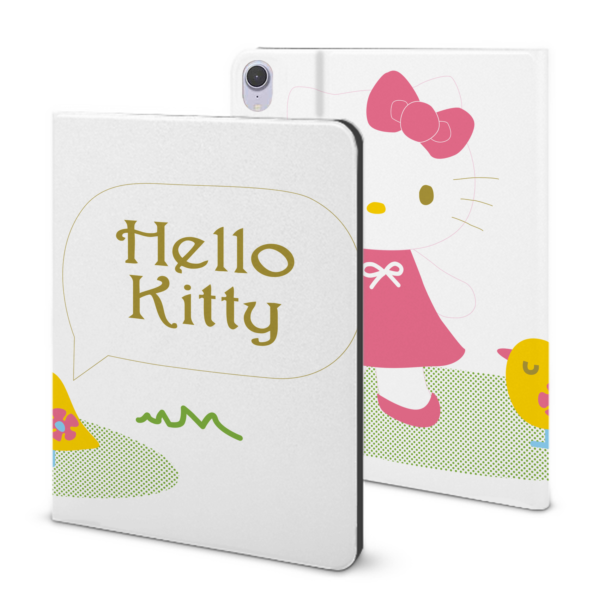 （画像用） Hello Kitty ハローキティ IPad ケース ブック型 PUレザー TPU 耐衝撃 軽量 薄型 ペン収納なし 全面保護 IPad 各モデル対応